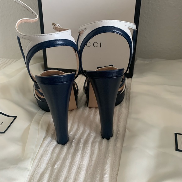 💯% authentic Gucci Alison two-tone leather platform heels - Picture 11 of 14